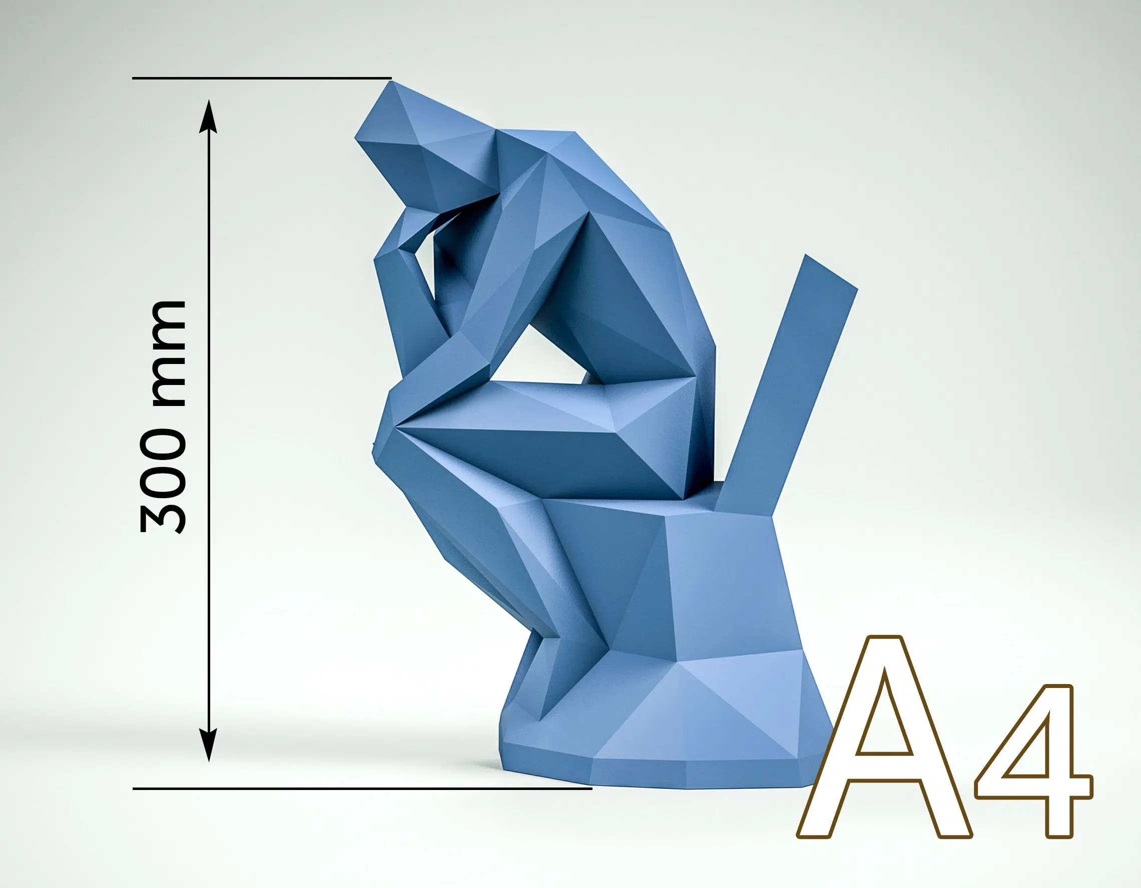 Papercraft do Pensador em origami, detalhe