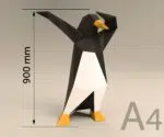 3D origami pinguïn die dabt, weergave 8