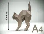 3D-papercraft van een kat met ronde rug, weergave 6