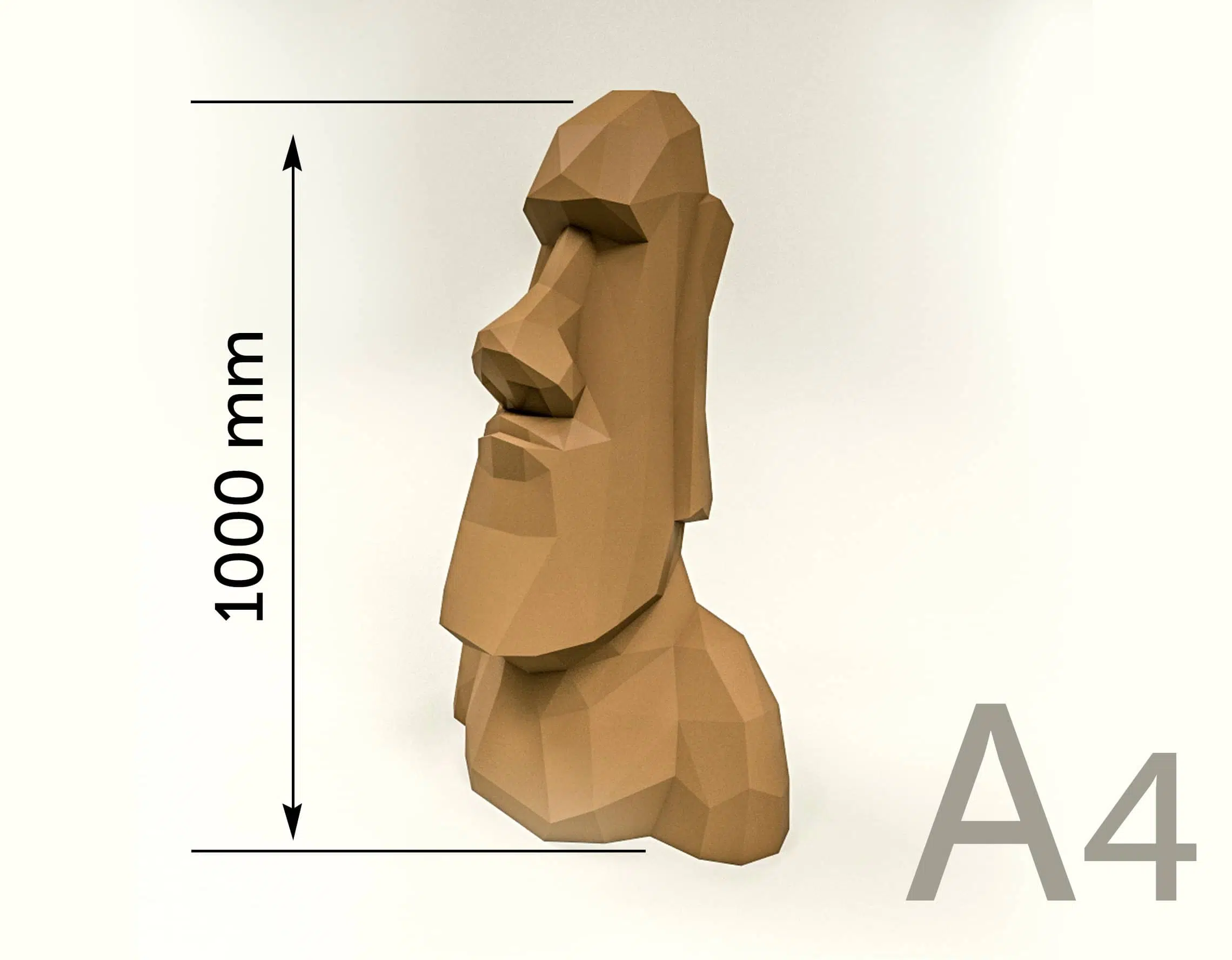 Origami Moai Head Papercraft, assembled