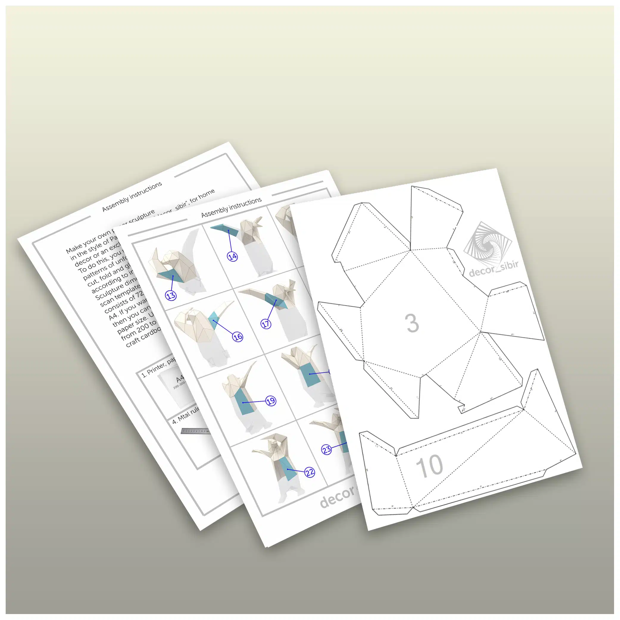 3D origami pinguïn die dabt, weergave 9