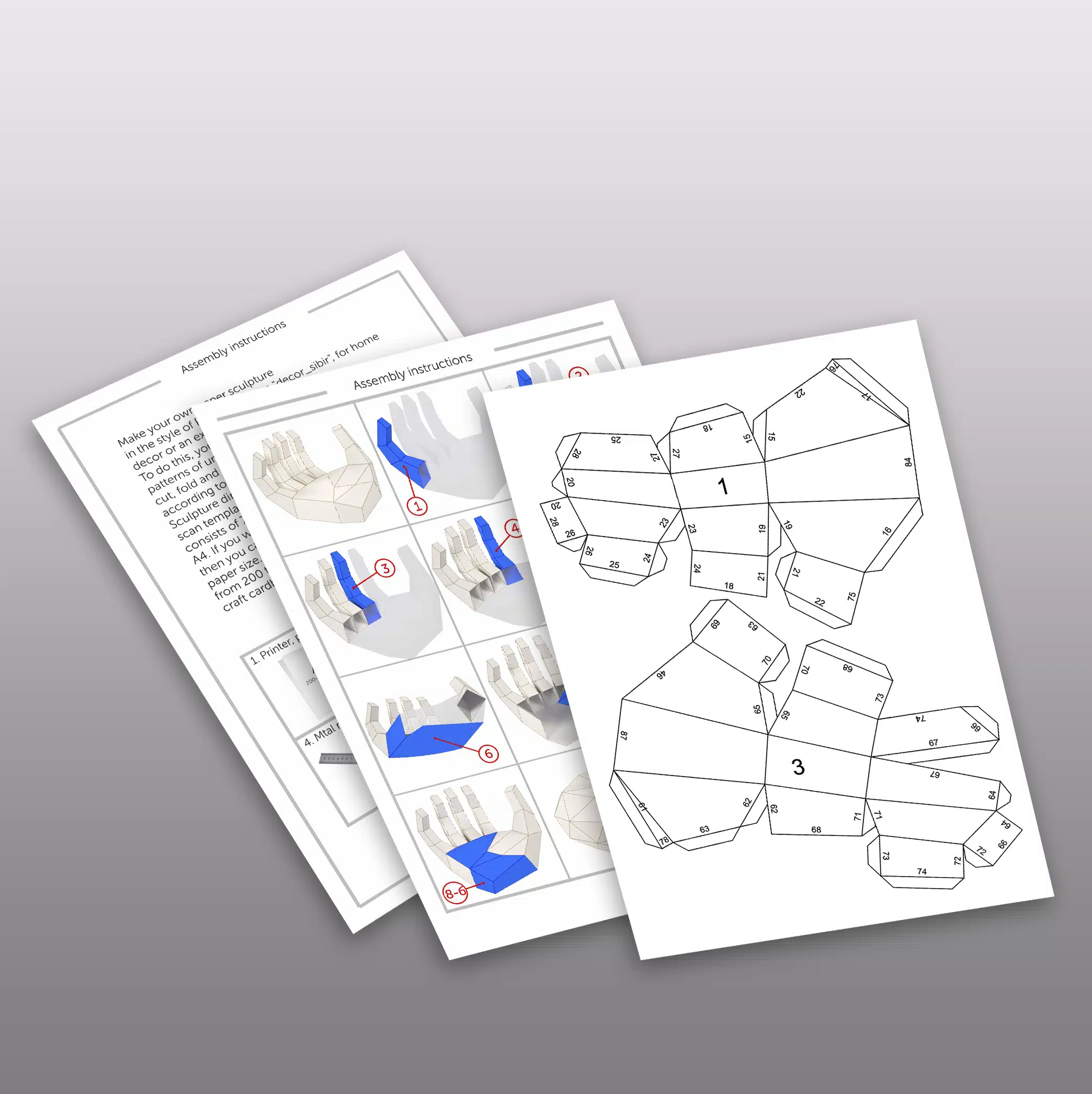 Hand met appel papercraft origami 3D, weergave 8