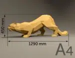Papercraft luipaard gehurkt in 3D origami, weergave 6
