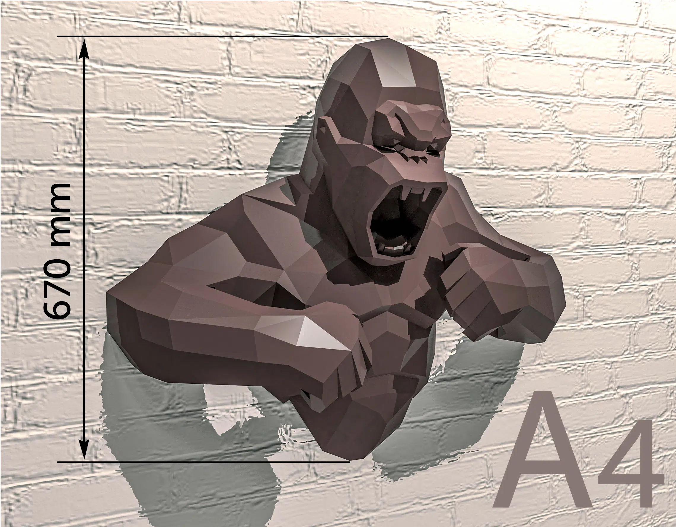 Papercraft torse de Kong en origami 3D, vue 7