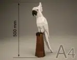 3D origami papieren papegaai wit, weergave 7
