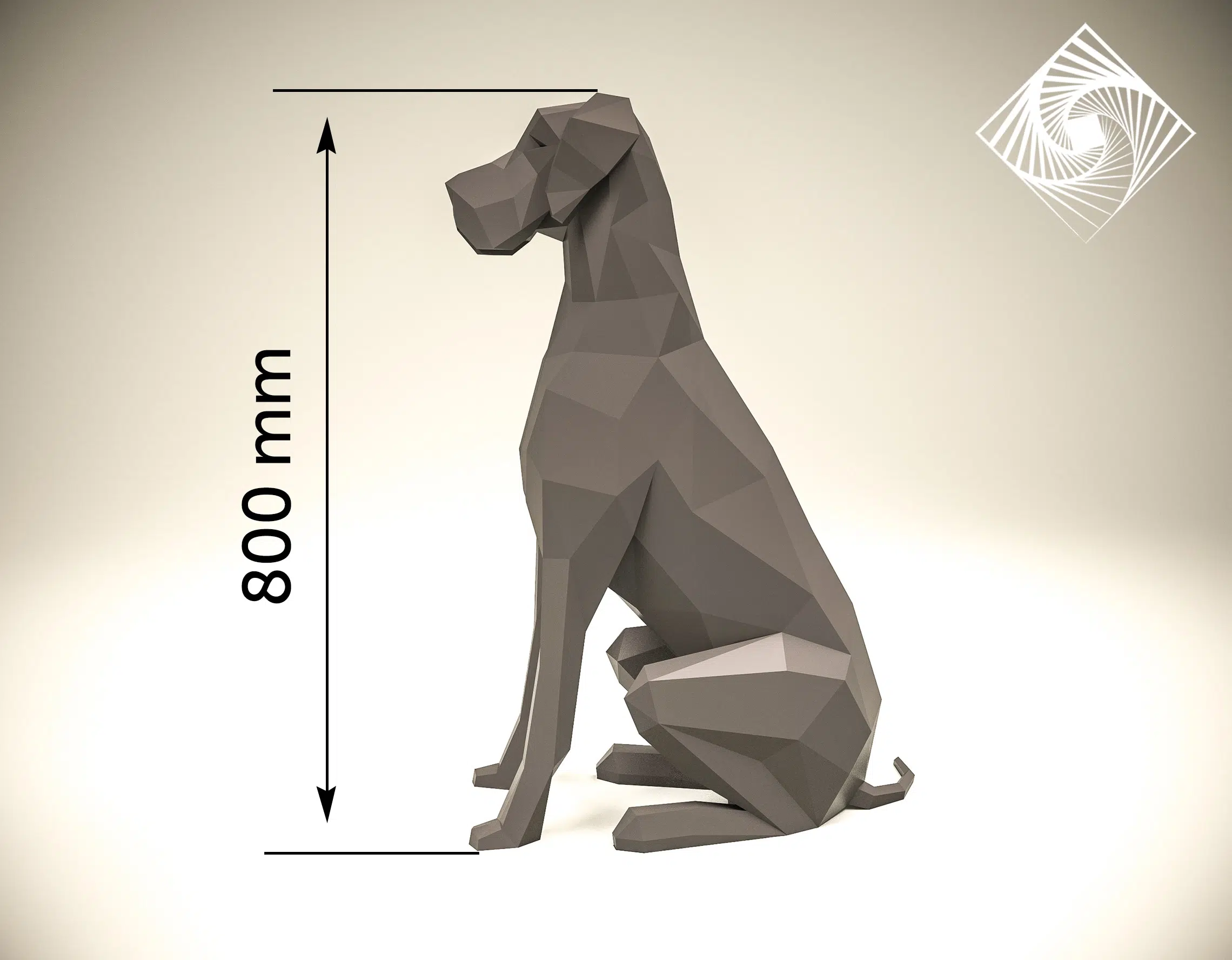 Papercraft Deutscher Hund als Origami, Ansicht 2