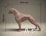 Pitbull papercraft 3D in agressieve houding, weergave 5
