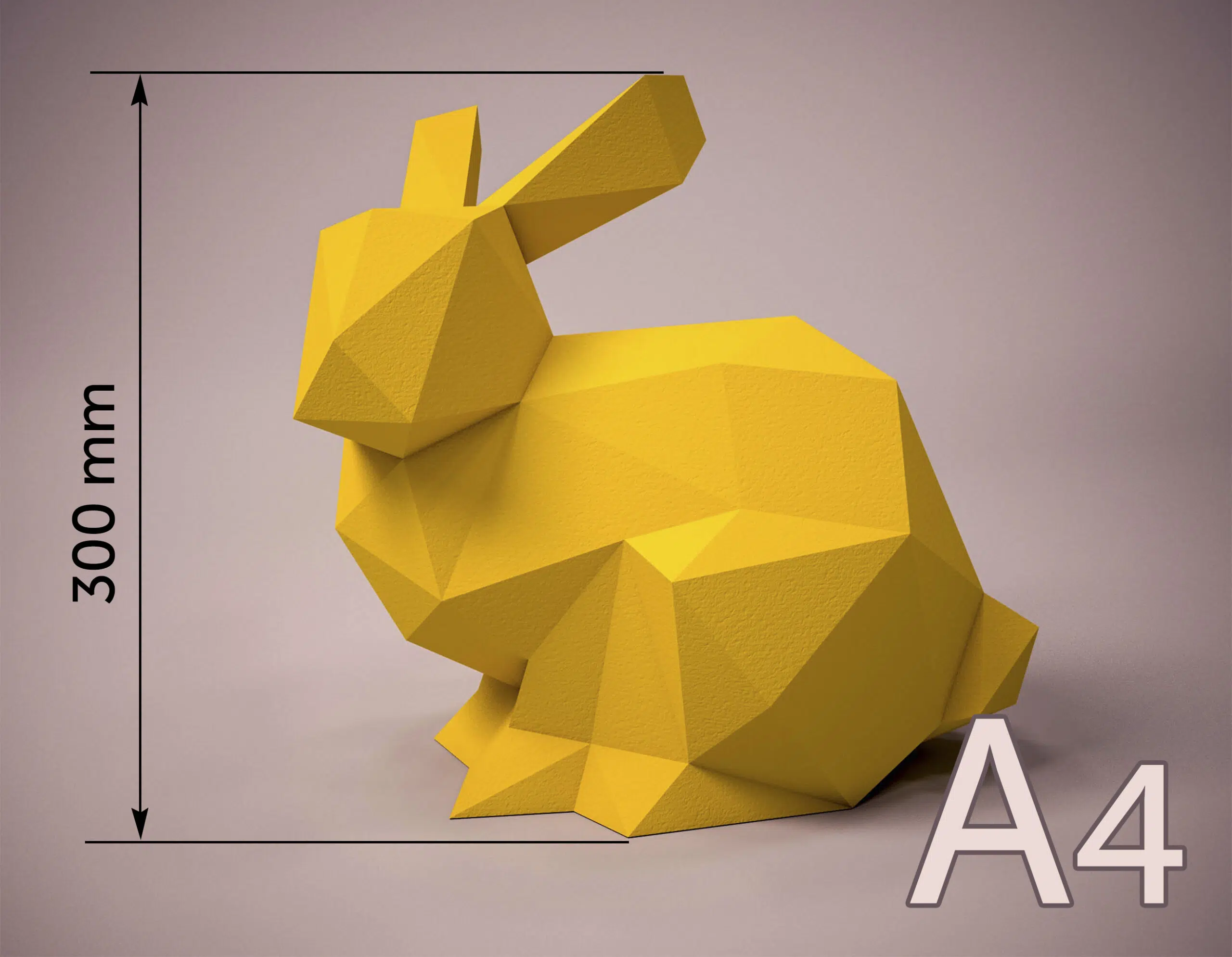 Papercraft de liebre en origami 3D, montado