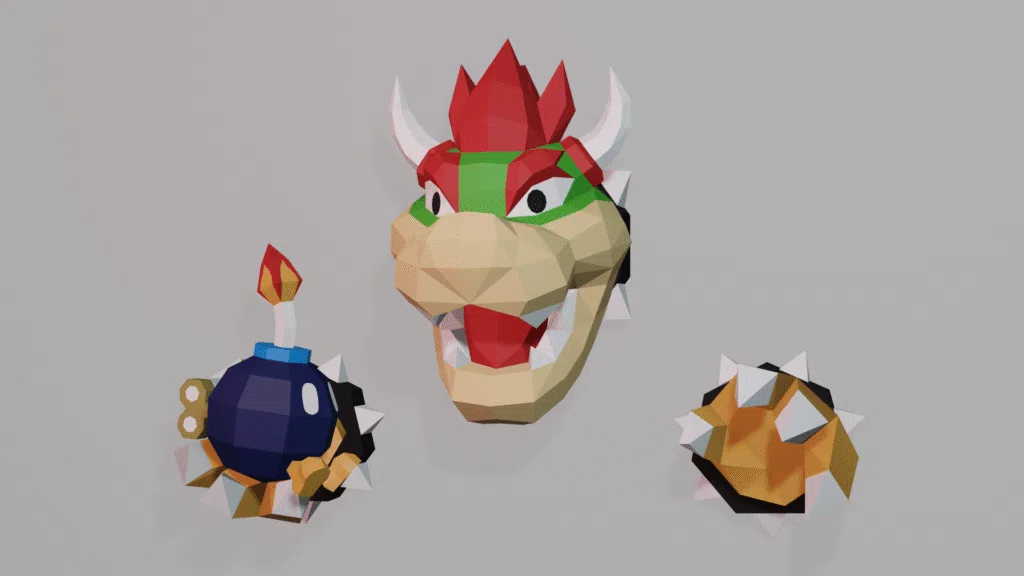 Papercraft Bowser mural en origami 3D