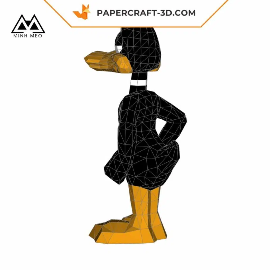 Papercraft de Daffy Duck en origami 3D, weergave 3