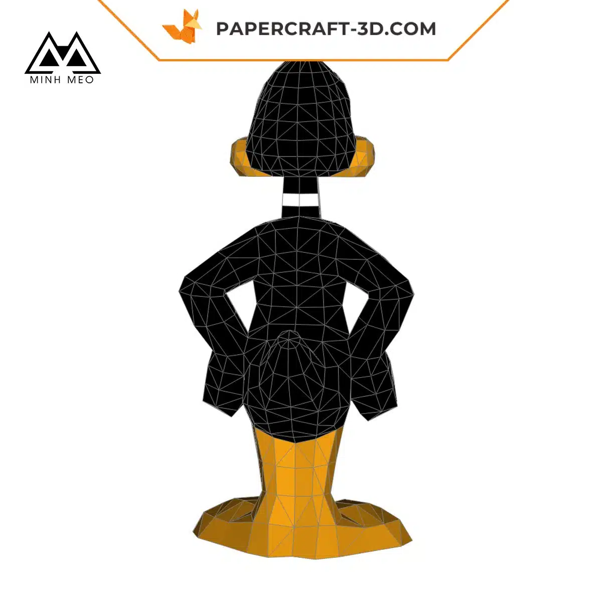 Papercraft de Daffy Duck en origami 3D, weergave 4