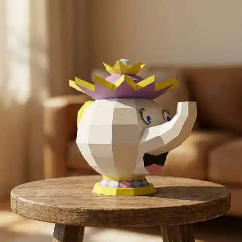 Papercraft Mevrouw Samovar en Zip in 3D-origami, weergave 3