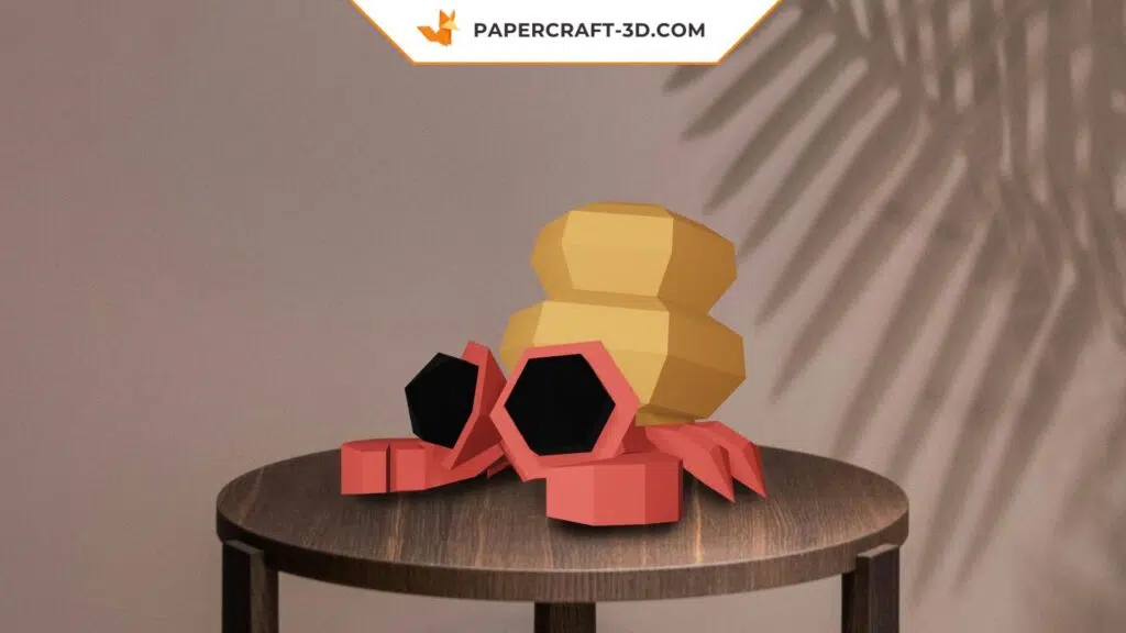 Papercraft bernard l’hermite en origami 3D, weergave 2