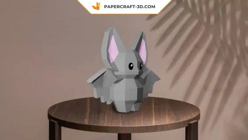 Papercraft Dracula et chauve-souris en origami 3D, weergave 9