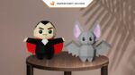 Papercraft of Dracula and his bat in 3D origami
