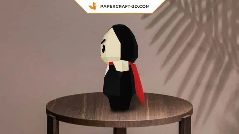 Papercraft Dracula et chauve-souris en origami 3D, weergave 3