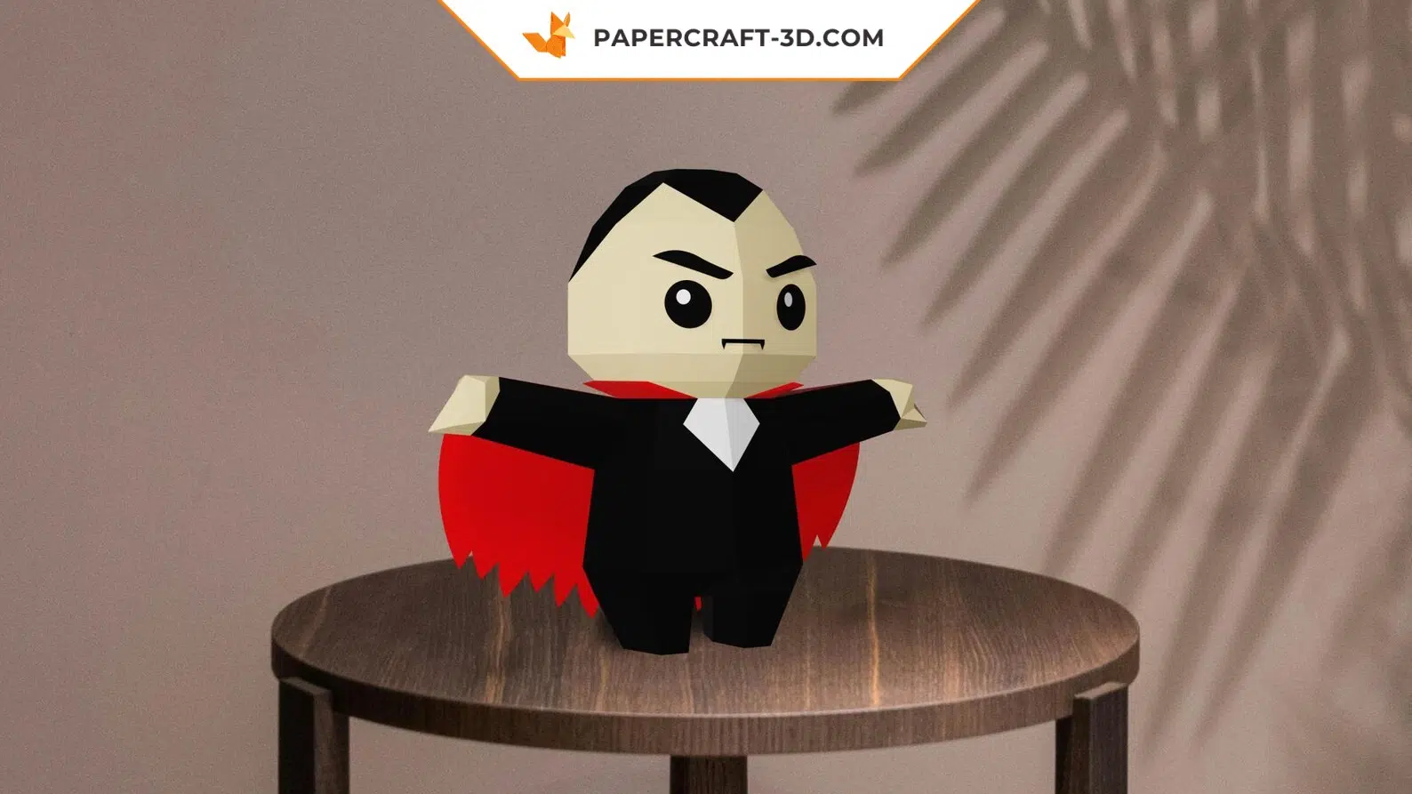 Papercraft Dracula et chauve-souris en origami 3D, weergave 5