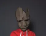 Papercraft masque de Groot en origami, weergave 2