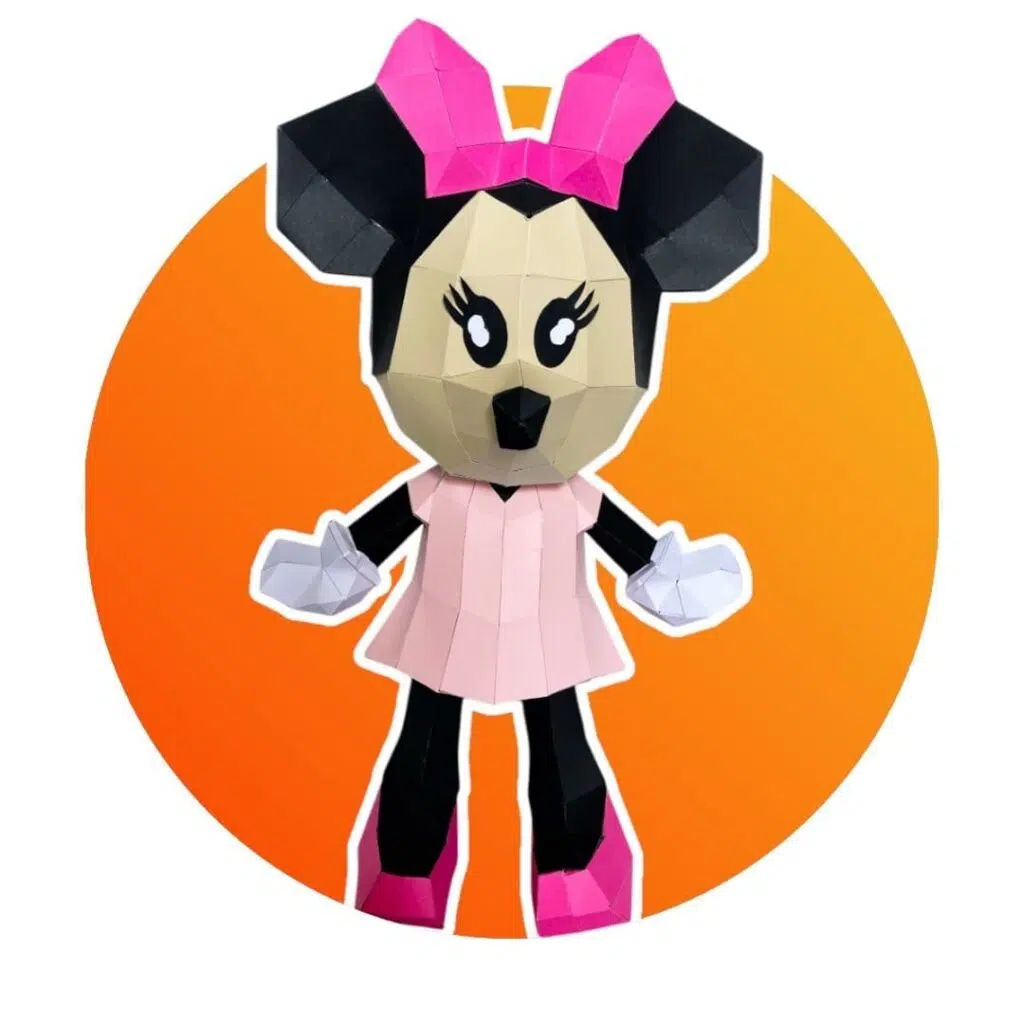 Papercraft di Minnie in piedi in origami 3D