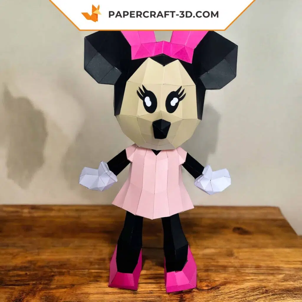 Papercraft de Minnie en origami 3D, weergave 3