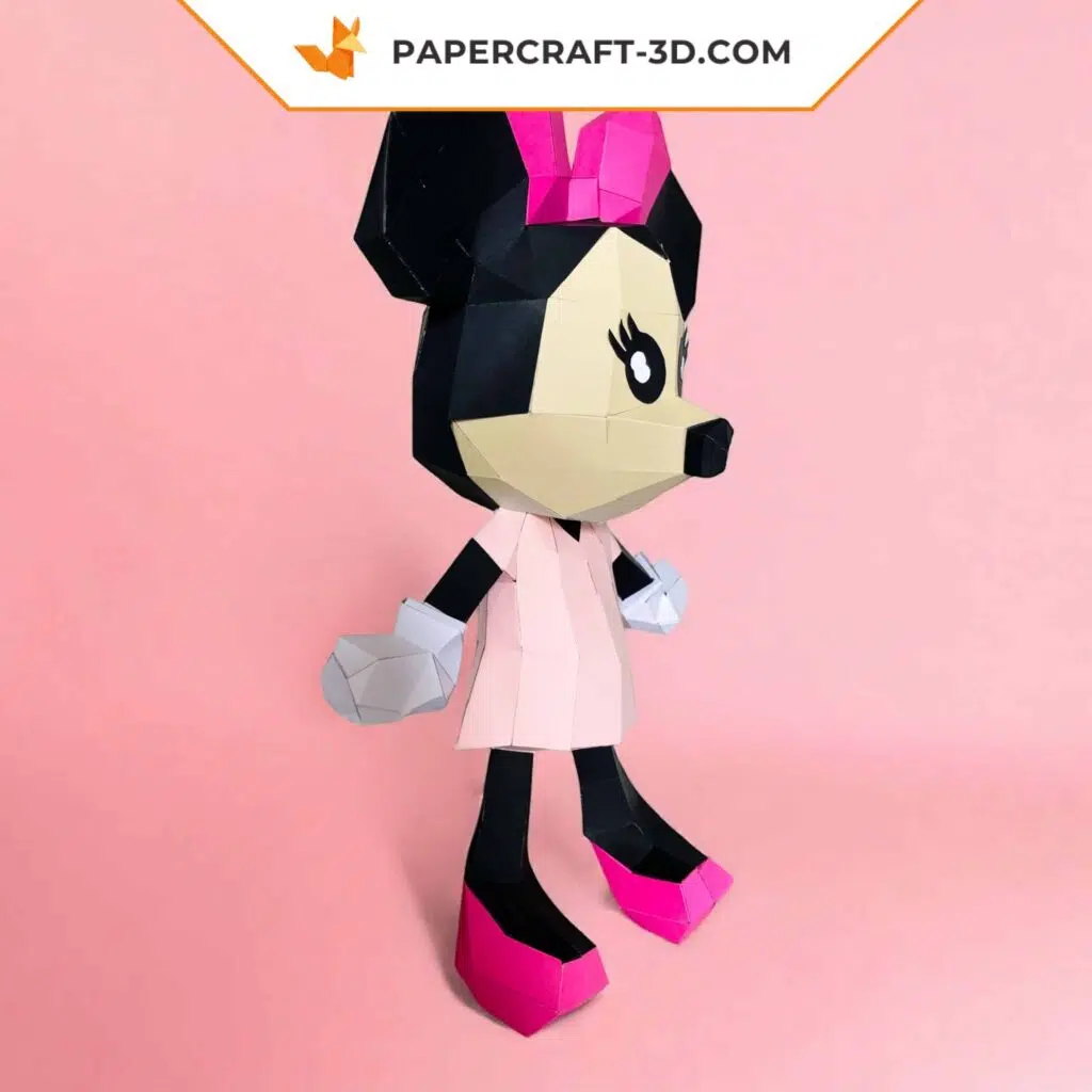 Papercraft de Minnie en origami 3D, weergave 4