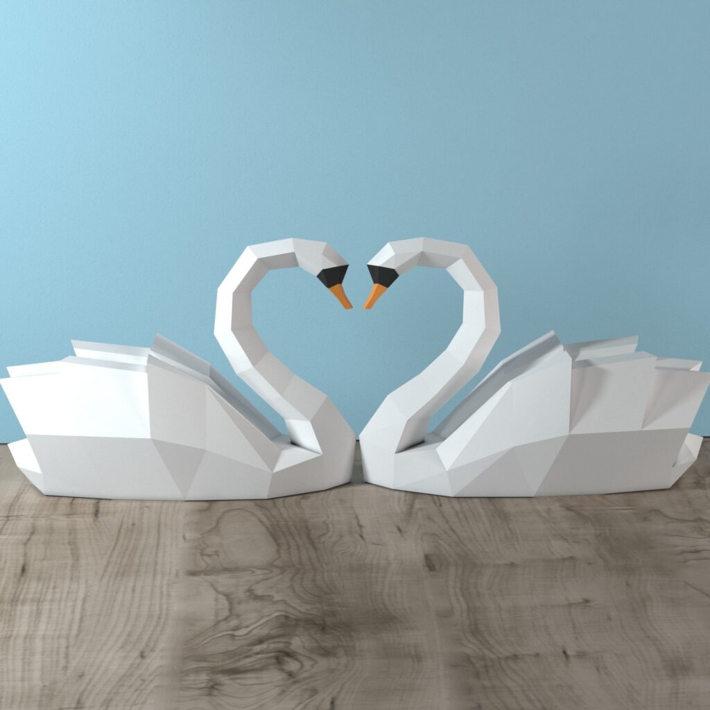 Papercraft de cisne en origami 3D