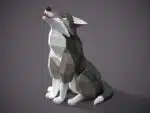 Wolf papercraft origami model, view 2