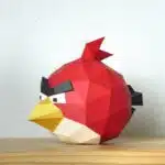 Red Angry Bird papercraft origami, 3D model, weergave 2