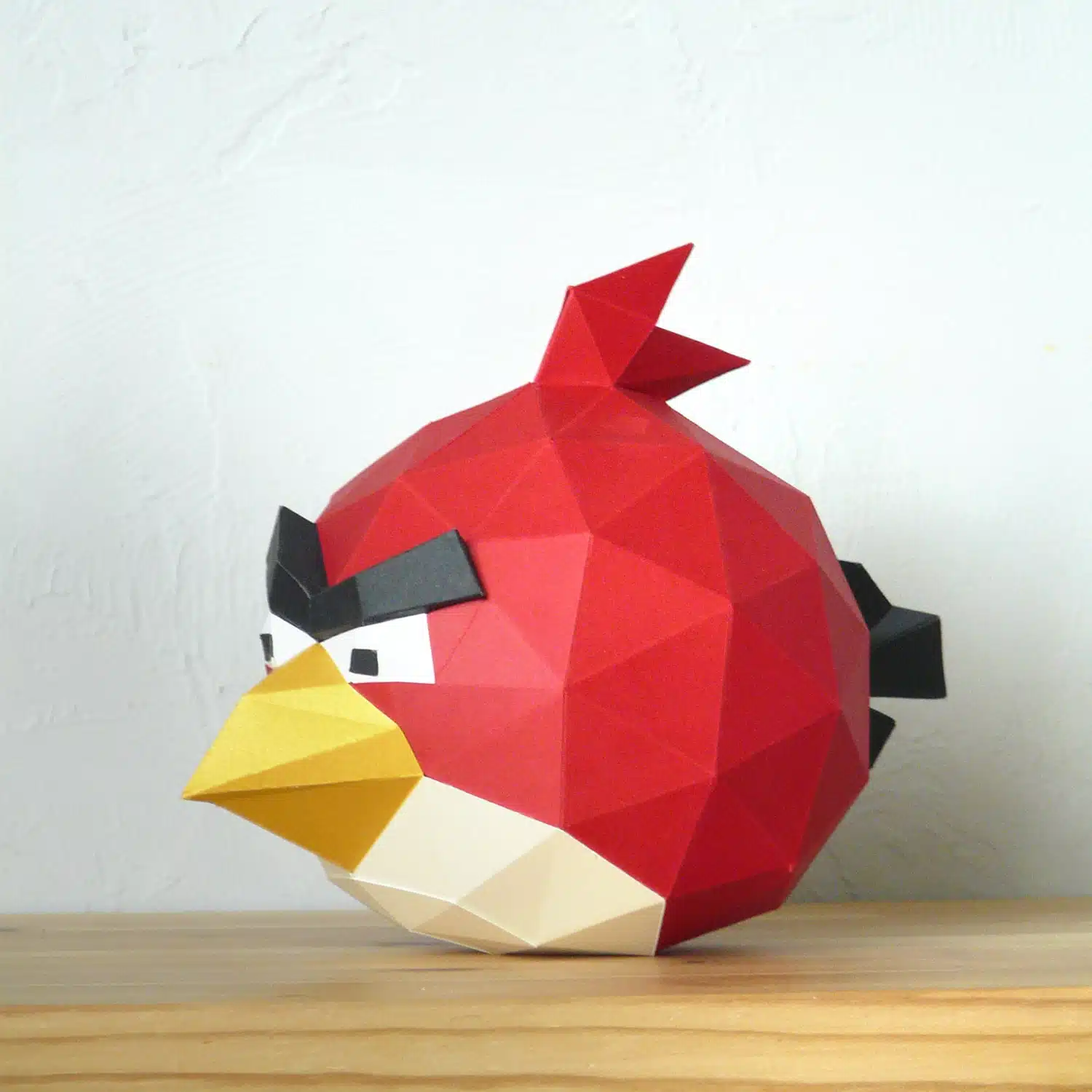 Red Angry Bird papercraft origami, 3D model, weergave 2