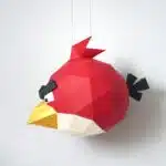 Red Angry Bird papercraft origami, back view, weergave 2
