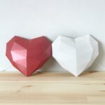 Papercraft red heart in 3D origami