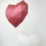 Papercraft red heart in 3D origami