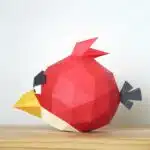 Red Angry Bird papercraft origami, back view