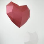 Papercraft red heart in 3D origami