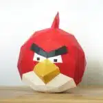 Red Angry Bird papercraft origami, side view