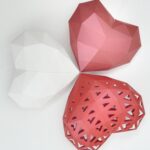 Papercraft red heart in 3D origami