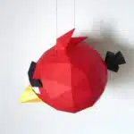 Red Angry Bird papercraft origami, view 2, weergave 2