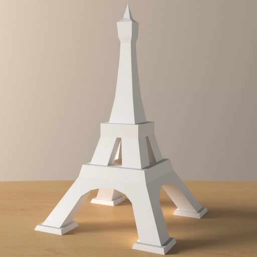 3D Origami Eiffel Tower Papercraft