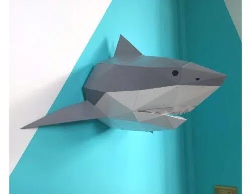 Papercraft shark in 3D origami