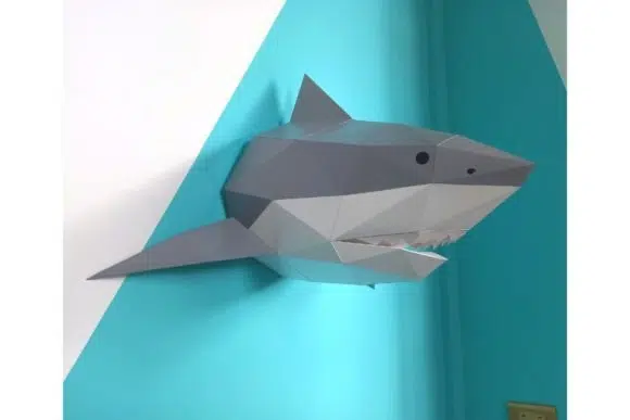 Papercraft de requin en origami 3D, weergave 2