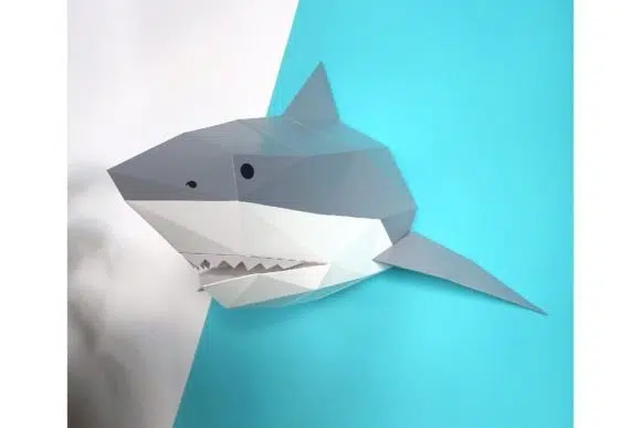 Papercraft de requin en origami 3D, weergave 3