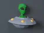 Papercraft alien and flying saucer in 3D origami