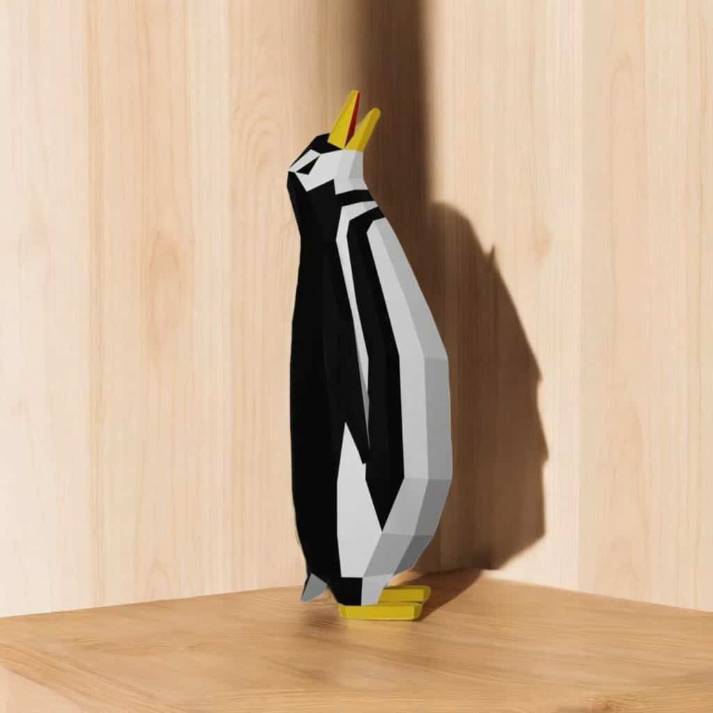 Papercraft de pinguim em pé em origami 3D Papercraft de pinguim em pé em origami 3D