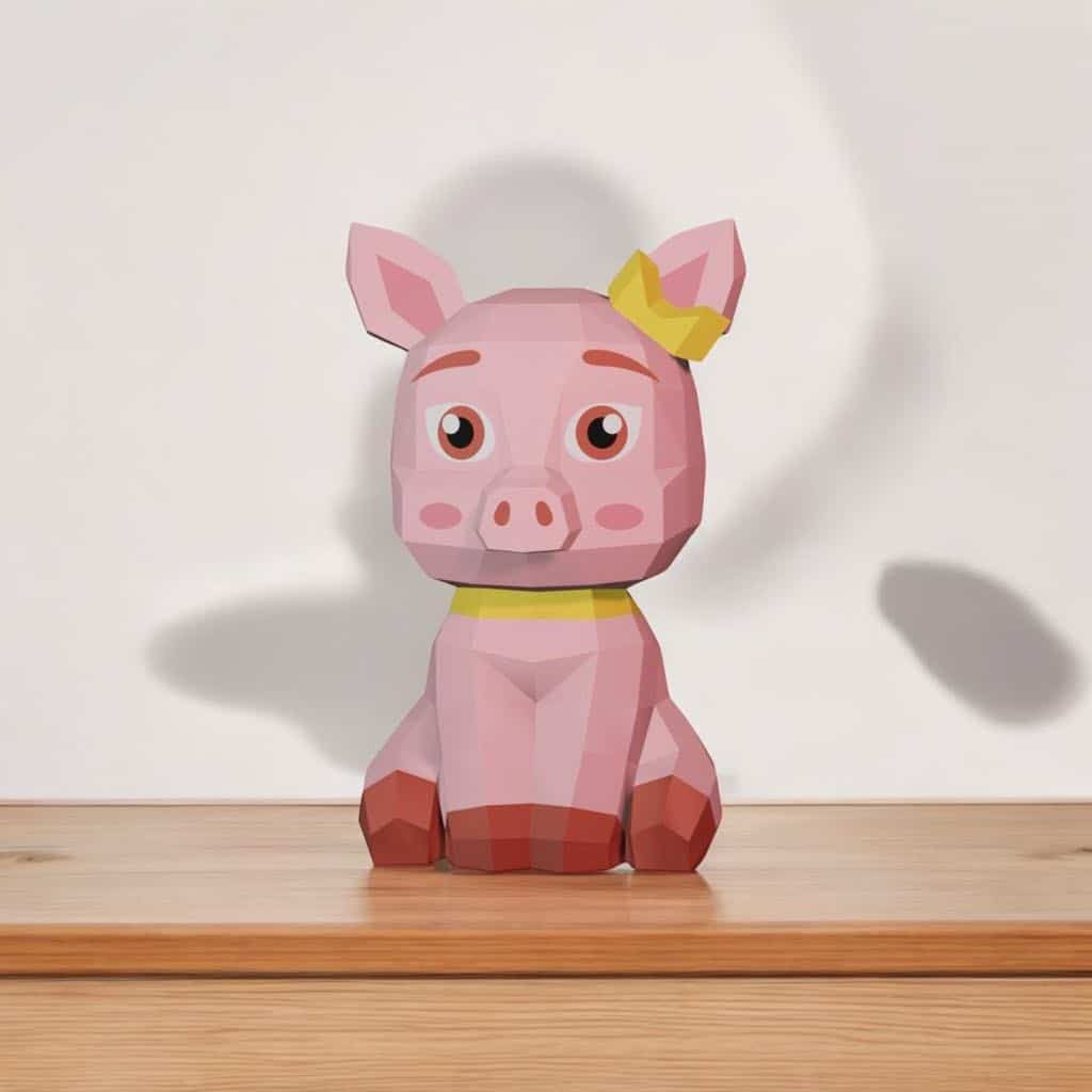Papercraft de cochon avec nœud en origami 3D Papercraft de cochon avec nœud en origami 3D