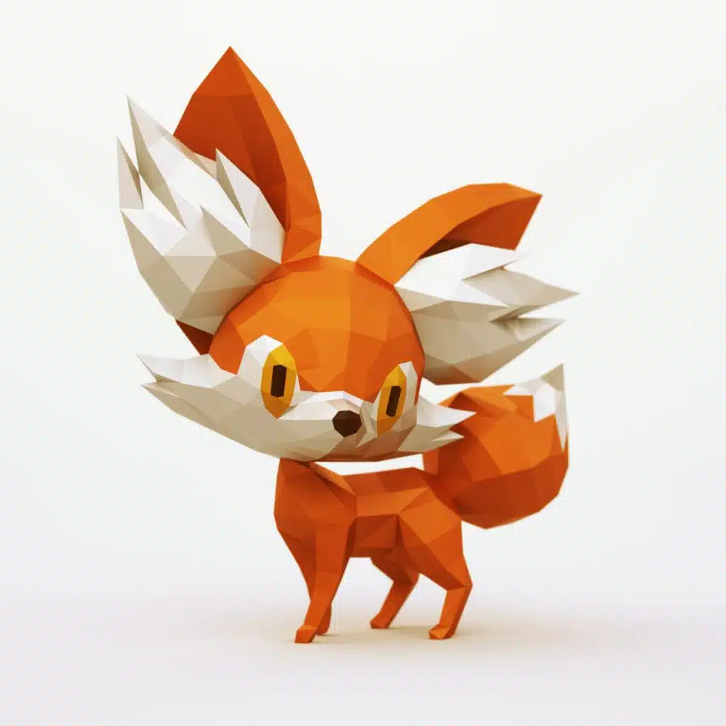Baby fox papercraft origami, detail