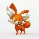 Baby fox papercraft origami, detail