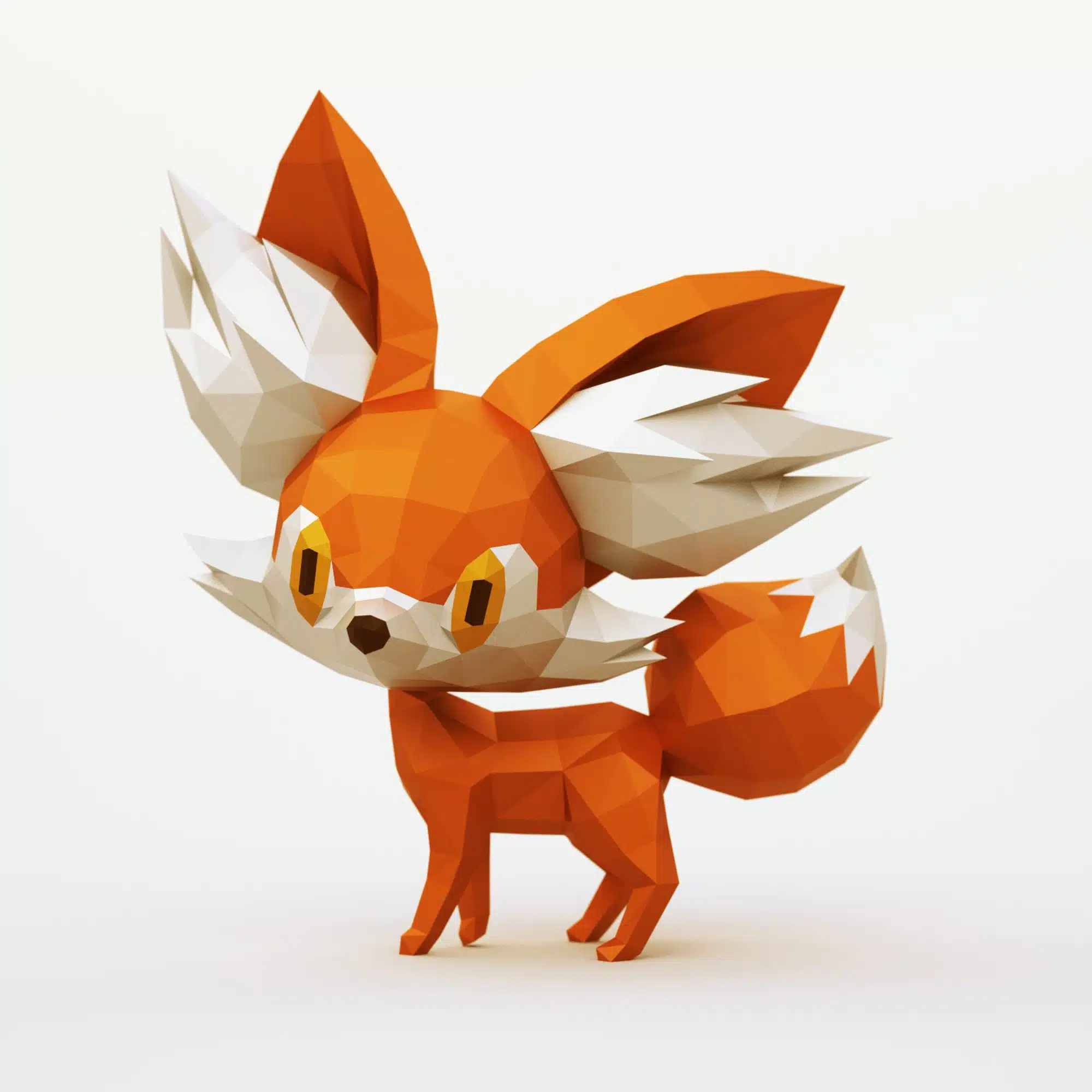 Baby fox papercraft origami, back view