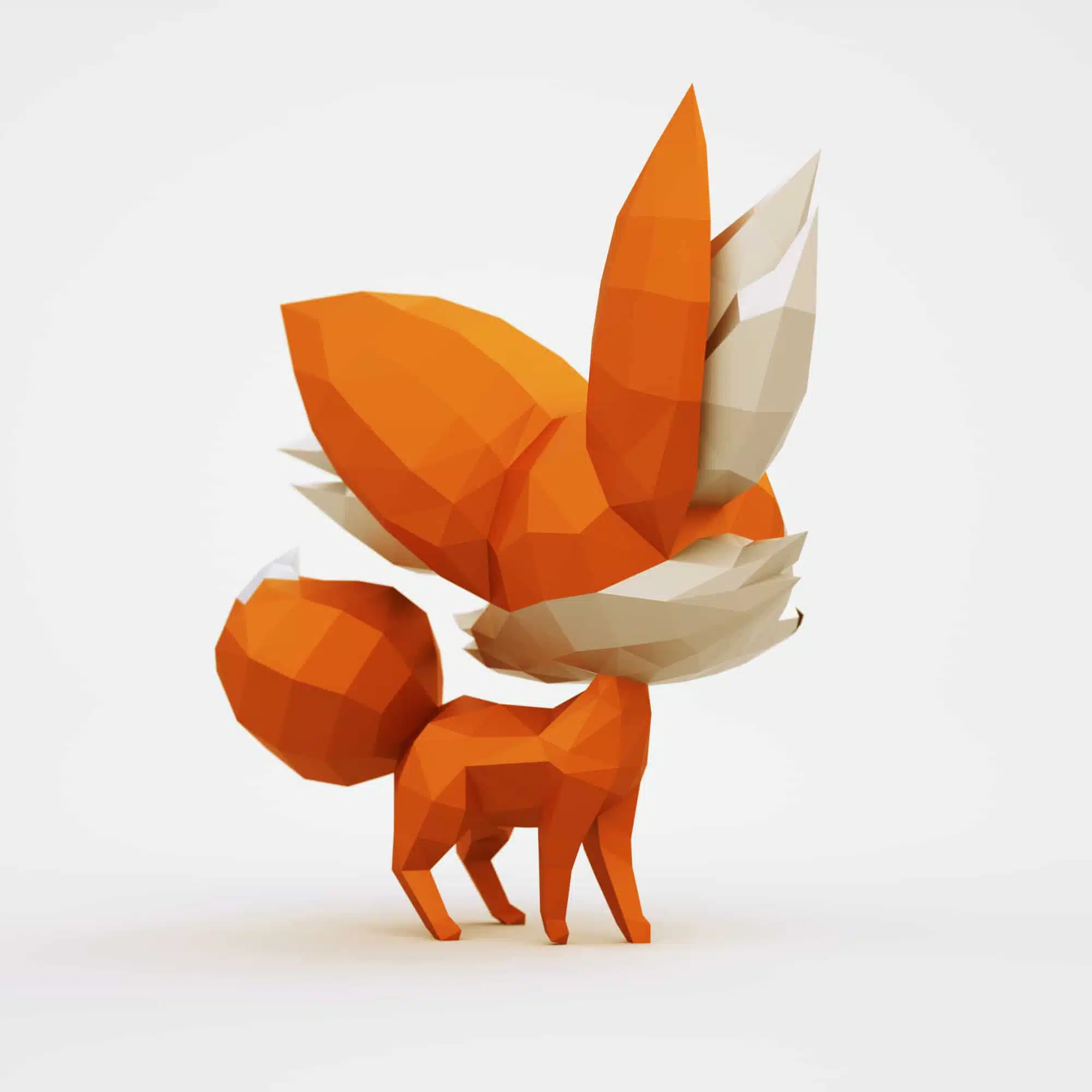 Baby fox papercraft origami, side view
