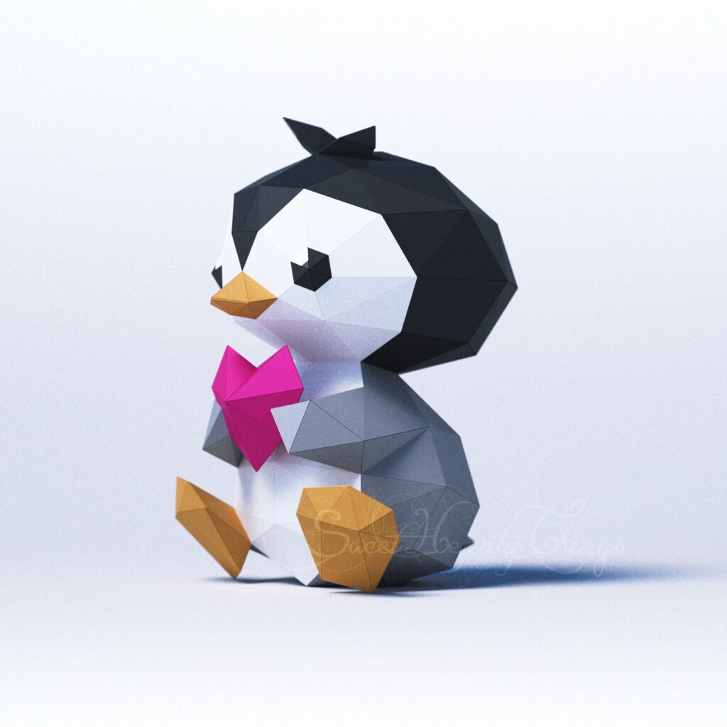Papercraft Baby-Pinguin als 3D-Origami