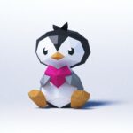 Papercraft baby penguin in 3D origami